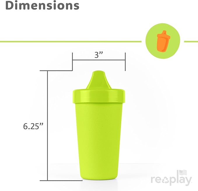 Re-Play Spill-Proof Sippy Cups for Toddlers - Kids Reusable 10 Oz Set of 3, Dishwasher & Microwave Safe, Made in USA, Aqua Asst