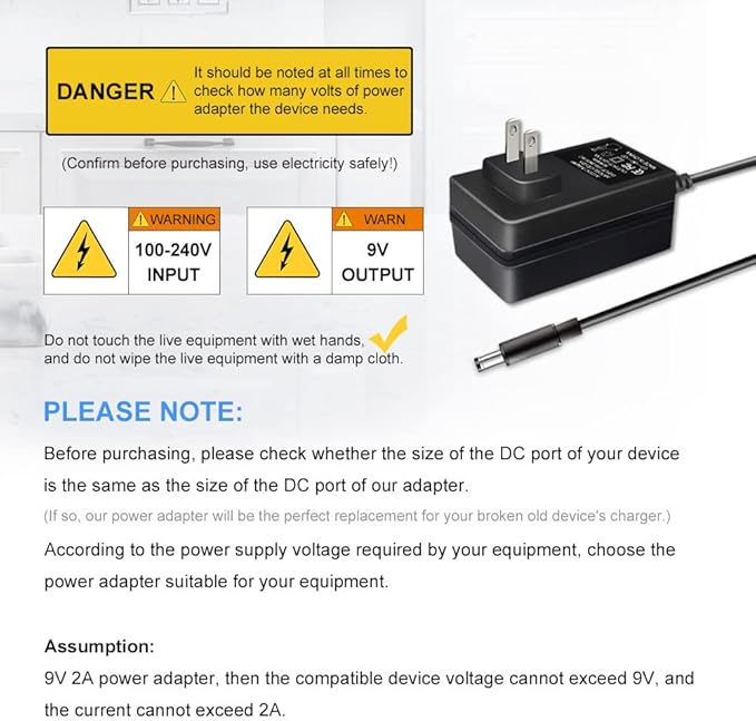 9V Adapter Replacement for Medela Pump, AC DC Power Supply for Medela Pump in Style Advanced Breast Pump #9207010, 6.6 ft Long Cord