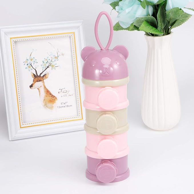 Alipis 4 Layers Portable Milk Powder Box for Baby Formula Storage Stackable Infant Milk Container with Leak-Proof Compartments for Travel and Feeding