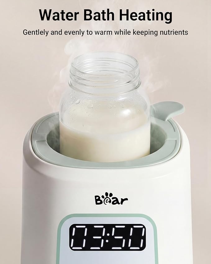 Bear Bottle Warmer, Baby Milk Warmer Breastmilk Bag Formula Fast Warming for New Born Baby Bottles, Time Temp Control Automatic Shut Off at Home Use