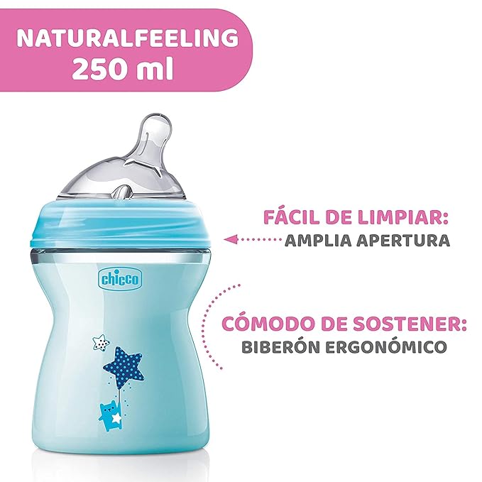 Natural Feeling Chicco Baby Bottle 250ml 2Mesi + Bimbo