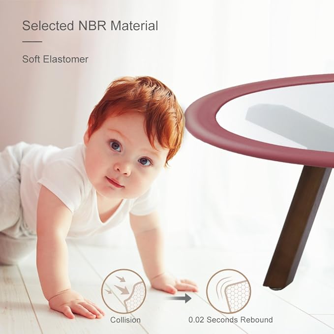 Glass Table Protector Bumper,6.6ft / 2m U Type Corner Cushion Round Coffee Desk Home Safty 1st,Baby Guard,Kid Children Proof (Brown)
