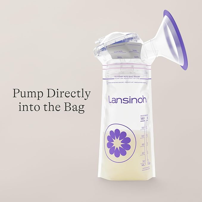 Lansinoh Breastmilk Storage Bags, 75 Count, Baby Essentials, Fast Freeze & Thaw Breast Milk Bags for Baby Bottle Feeding, Strength & Stretch, 6 Ounce