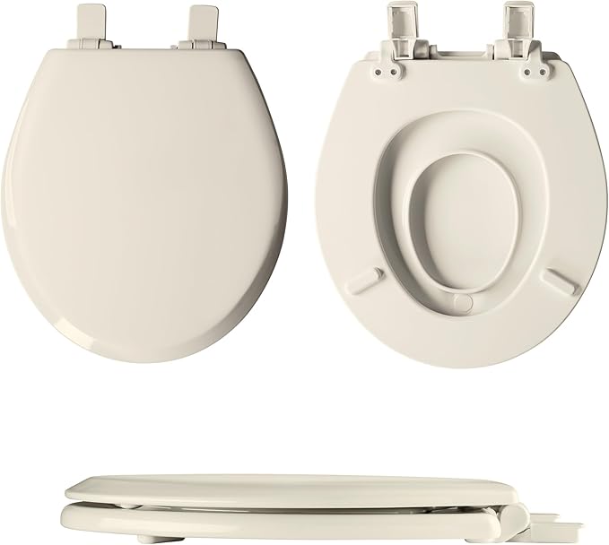 Mayfair NextStep2 Toilet Seat with Built-In Toddler Potty Training Seat, Slow Close, Easy Clean, Magnetic Removable Kids Seat, ROUND, Biscuit