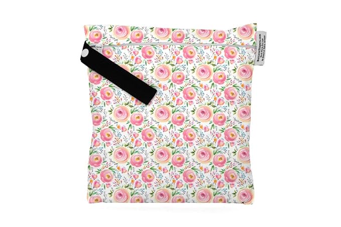 Buttons Cloth Diapers Waterproof Washable Reusable Zippered Laundry Wet Bag (Small, Flourish)