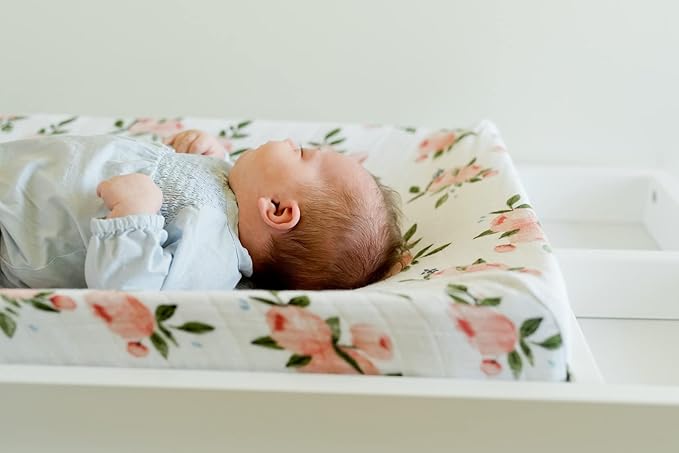 Little Unicorn Changing Pad Cover for Newborns & Infants | Soft & Breathable Muslin Fabric | Baby Diaper Changing Table Pad Cover (Watercolor Rose)
