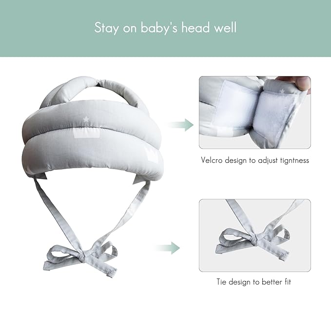 Baby Walking Safety Harness with Helmet Soft Cushion Baby Head Protector, Baby Walker Assistant Adjustable Belt for Walking Learning