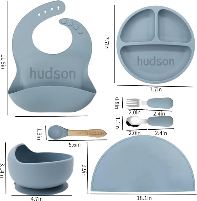 Personalized Silicone Suction Plates for Baby,Custom Toddlers Spoon and Fork, Baby Feeding Set with Name,Baby Birthday Gift for Boy & Girl
