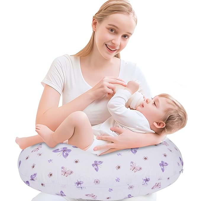 Plushii Nursing Pillow for Breastfeeding, Soft and Supportive Breastfeeding Pillow for Mom and Baby, Cute Feeding Pillow with Removable Cover for 0–12 Months, Butterfly Dreams