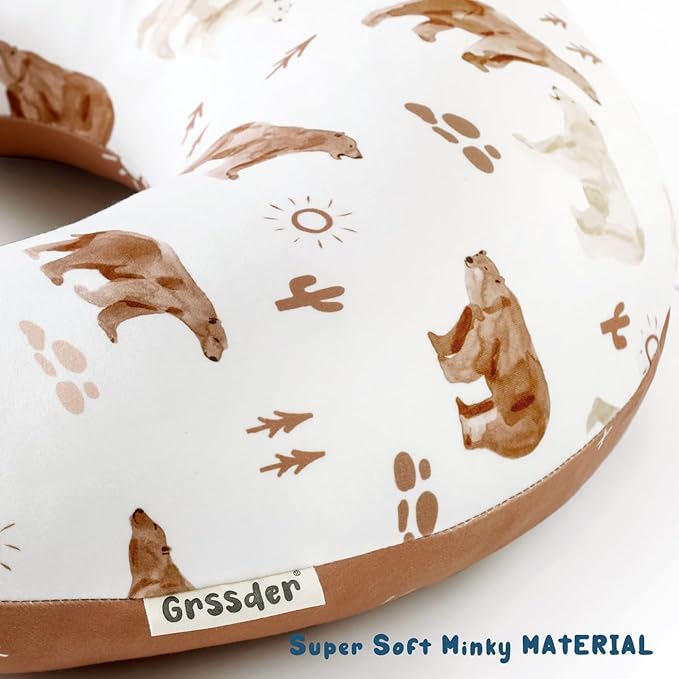 GRSSDER Nursing Pillow Cover Stretchy Minky Removable Nursing Covers for Breastfeeding Pillows, Ultra Soft Comfortable Slipcover for Boy and Girls, Sunny Bear