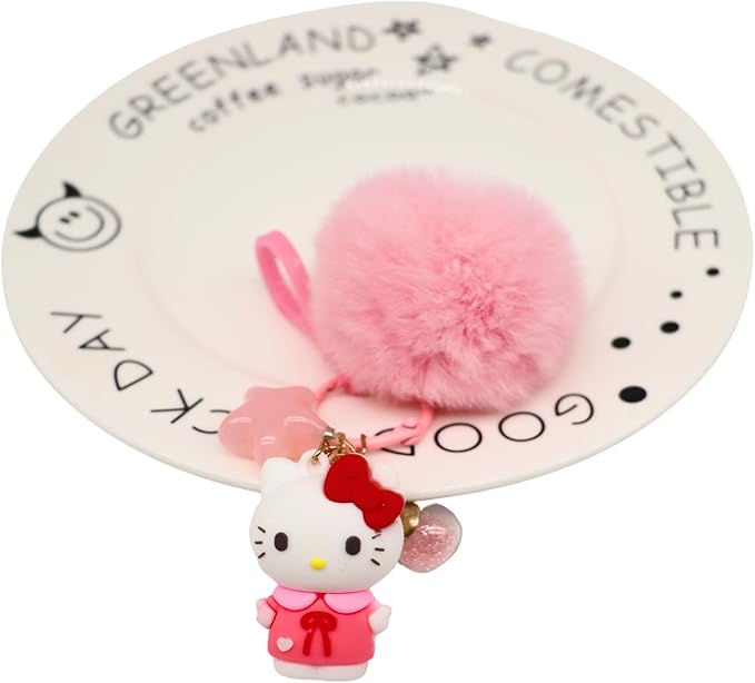 Hello Kitty 400 ml Insulated Water Bottle for Kids – Stainless Steel with 6-12h Heat Preservation with Sanrio Keychain (Pink)