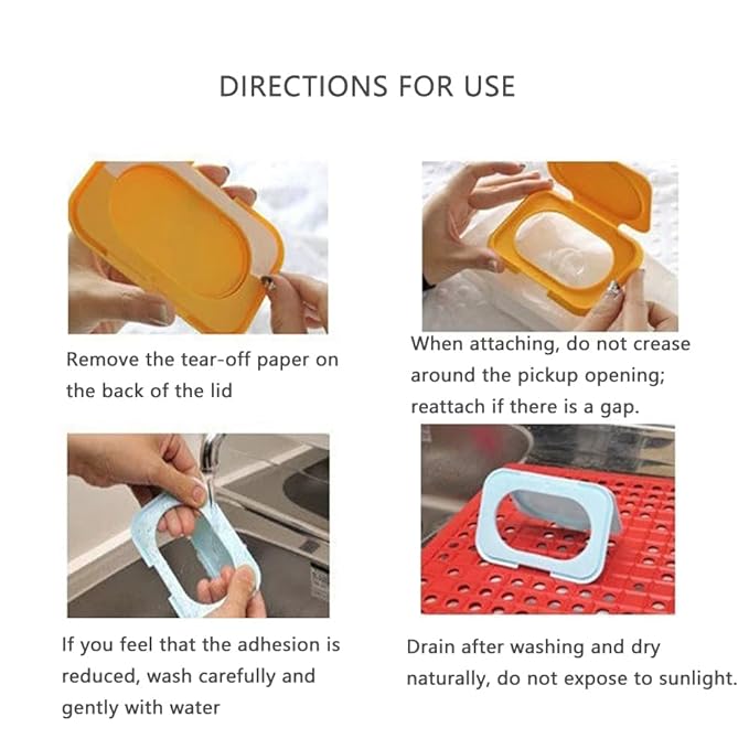 5 Pack Baby Wipes Flip Lid Reusable Adhesive Sticky Dispenser Cover Non-Drying Cap for Child Water Wipe Packs Bag Package Portable Pouch Travel Wet Tissues Paper Towel Holder Countainer