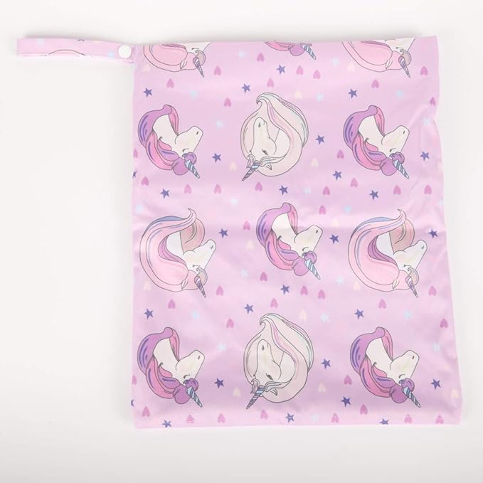 2 Wet Bags Reusable Diaper With Two Zippered Pockets For Girls (Flamingo and Horse)