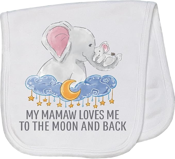 inktastic My Mamaw Loves Me to The Moon and Back Baby Burp Cloth White 46160