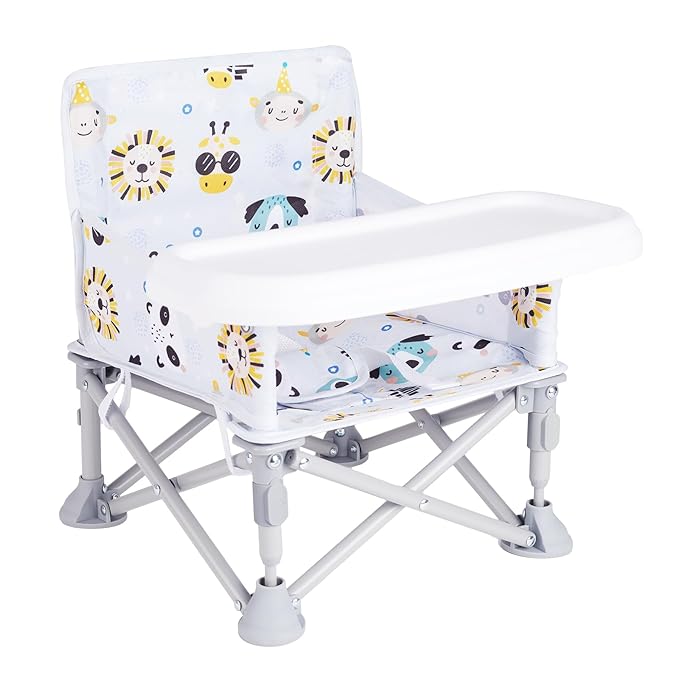 Portable Baby Chair, Folding Booster Seat with Tray for Dining Table Compact Camping Chair for Lawn Beach Travel Babies 6-36 Months
