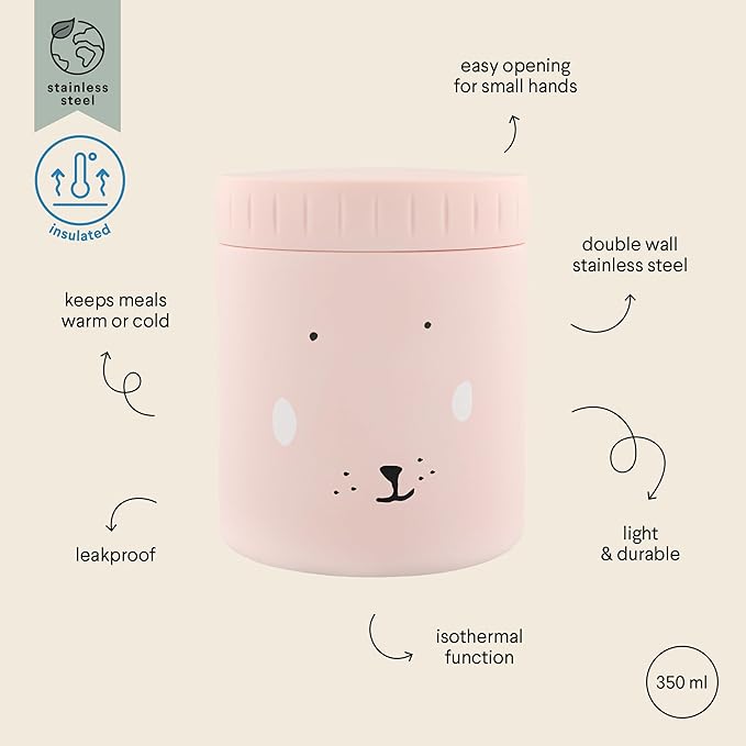 Trixie Insulated Food Jar - Mrs. Rabbit | 350ml | Leak-Proof & Portable | Keeps Food Hot or Cold | Stainless Steel | Kids' Lunch Container