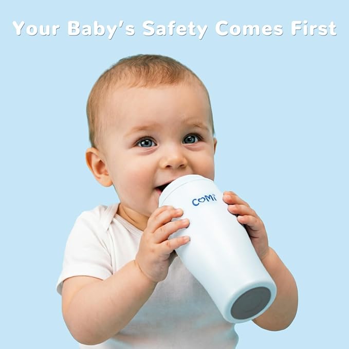 COMI Glass Baby Bottle, Includes Insulated Stainless Steel Sleeve, Newborn Anti-Colic Baby Bottle with Slow Flow Nipple, Leak Proof Insulated, Plastic-Free, BPA-Free, 0-3 Months, 8 oz
