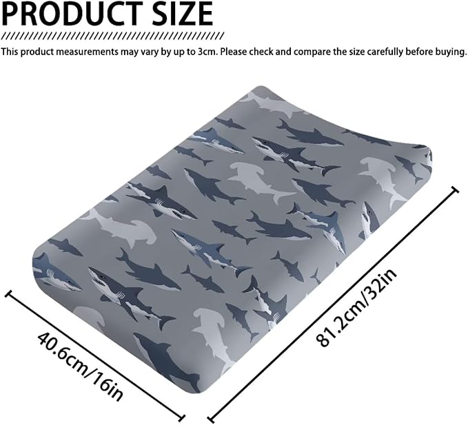 Sharks Changing Pad Cover Waterproof Diaper Changing Cover Durable Breathable Soft Universal Tray Table Mat Infant/Toddler