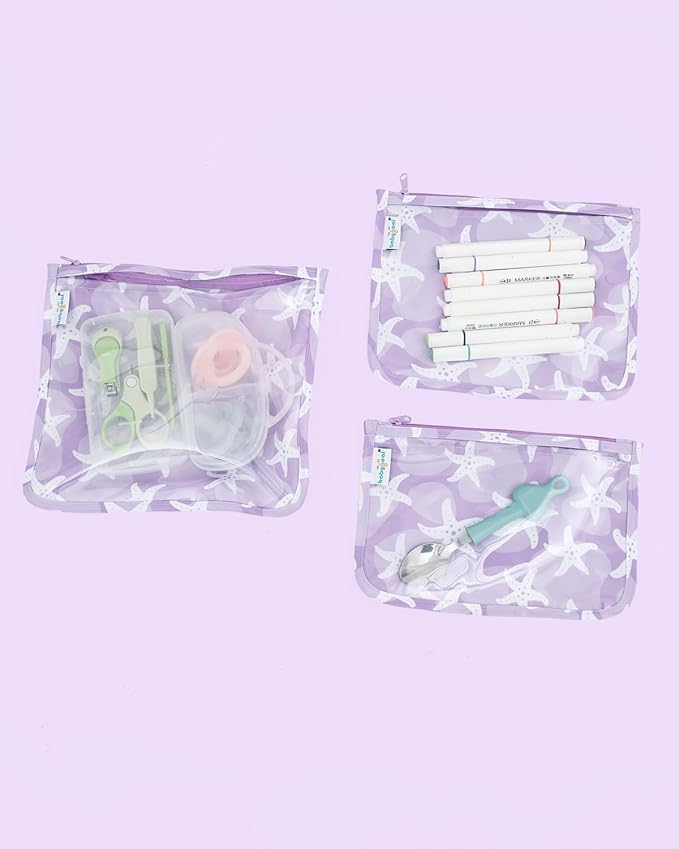 babygoal Waterproof Wet Dry Bags 2 Pack with 3pcs Clear Travel Bags for Beach, Baby Cloth Diapers, Swimsuit, Pump Parts, Pool, Gym, Toiletries,Makeup Cosmetics