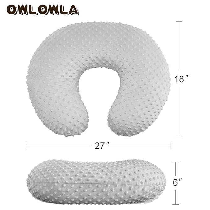 OWLOWLA Nursing Pillow Cover, Breastfeeding Pillow Slipcover Fits Nursing Pillow for Baby Boy Girl(Black)