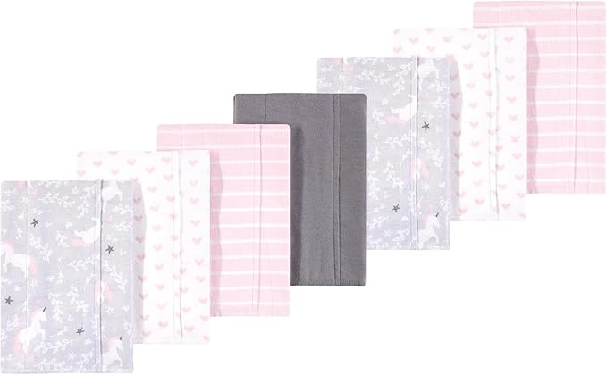 Luvable Friends Hudson Baby Flannel Burp Cloths 7pk, Playful Unicorn
