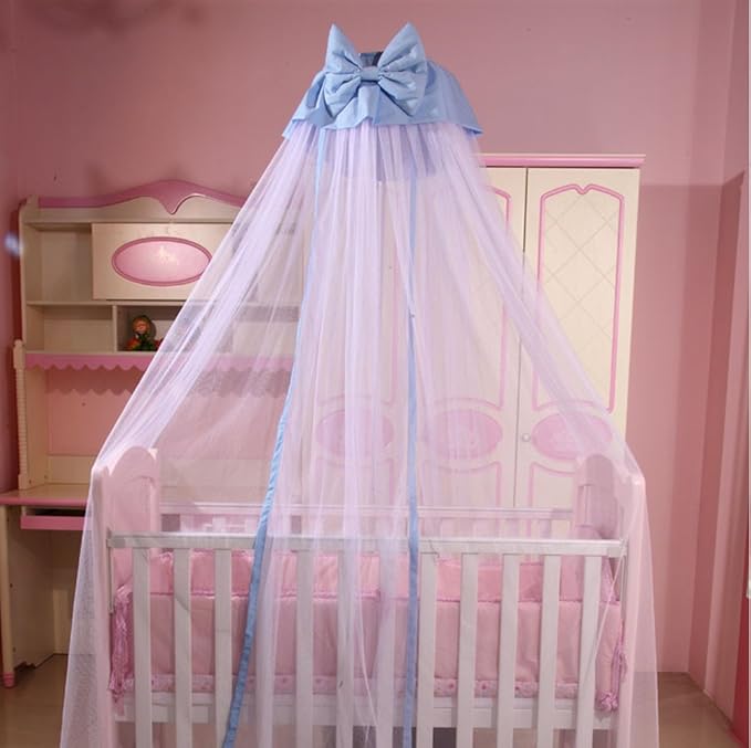 Breathable Crib Netting Bed Curtains Canopy for Kids Mosquito Net Bedroom Decor (Blue, Mosquito net)