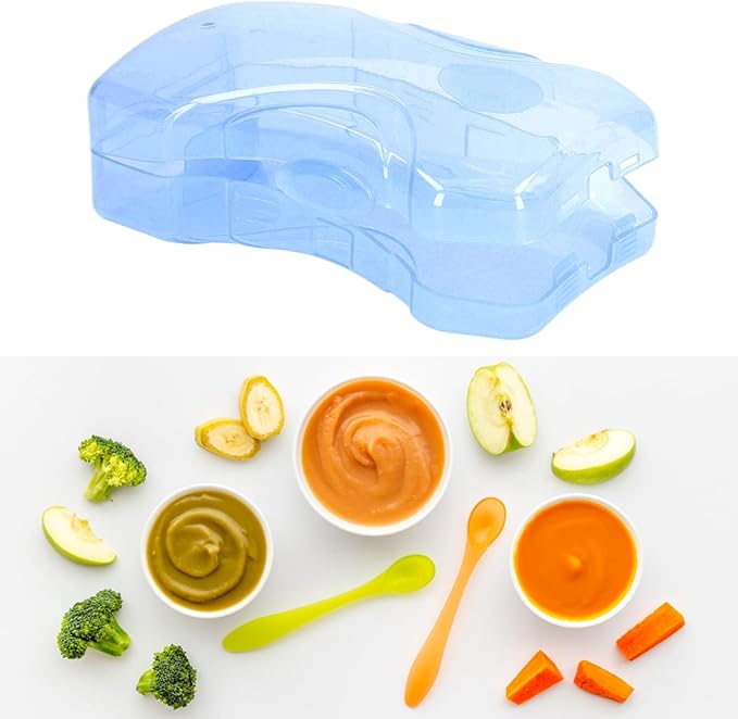 Baby Squeeze Proof Holder for Juice Box Prevent Messes, Support Self Feeding Multipurpose Food Pouch Holder (Blue)