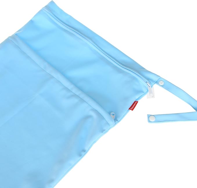 Damero 2pcs Pack Cute Travel Baby Wet and Dry Cloth Diaper Organizer Bag(Large, Green+Light Blue)