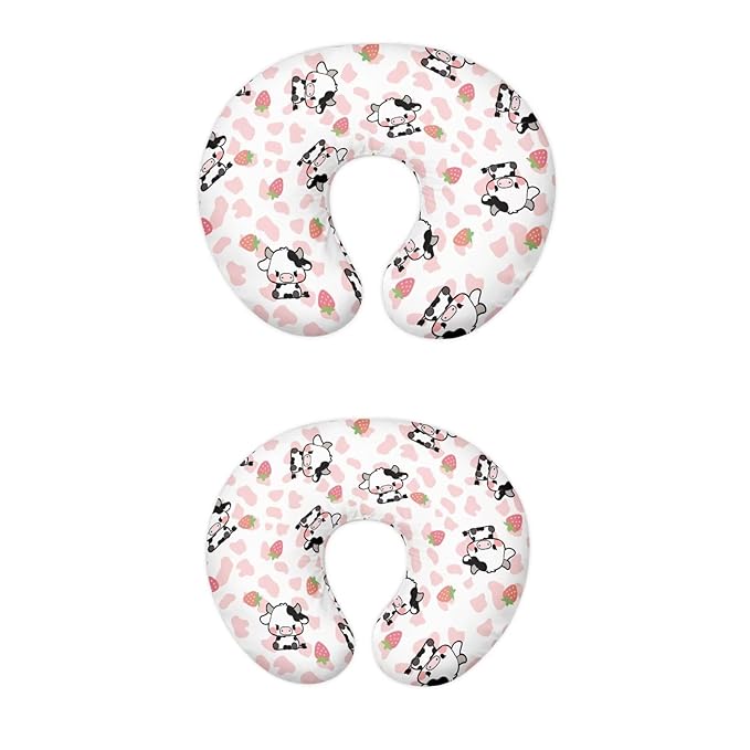 Pink Cow Stripes Cow and Strawberry Baby Nursing Pillowcase Nursing Pillow Cover Pillow Slipcover Detachable Nursing Pillow Protective Cas Baby Feeding Durable and Easy to Clean