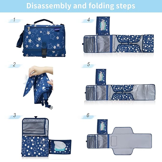 Changing Pad Portable,Diaper Changing Pad,Long Travel Portable Diaper Changing Pad for Baby with Wipes Pocket and Cushioned Pad,Lightweight and Waterproof Changing Pad,Best Gifts for Mom-to-be