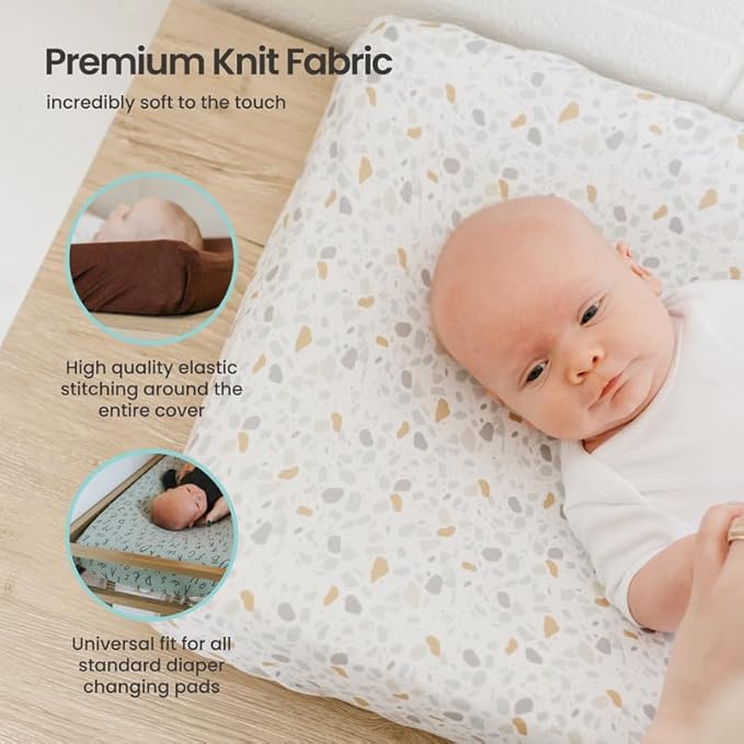 Copper Pearl Premium Knit Changing Pad Cover : Soft, Stylish, and Universal Fit for All Standard Diaper Changing Pads, Trendy Design Changing Pad Covers, Flamingo - One Size