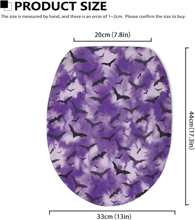 Halloween Toilet Lid Covers Polyester Fabric Breathable Toilet Seat Covers for Bathroom Soft, Dustproof Seat Covers Keep Clean Tidy Fits Most Toilet Cover Seat