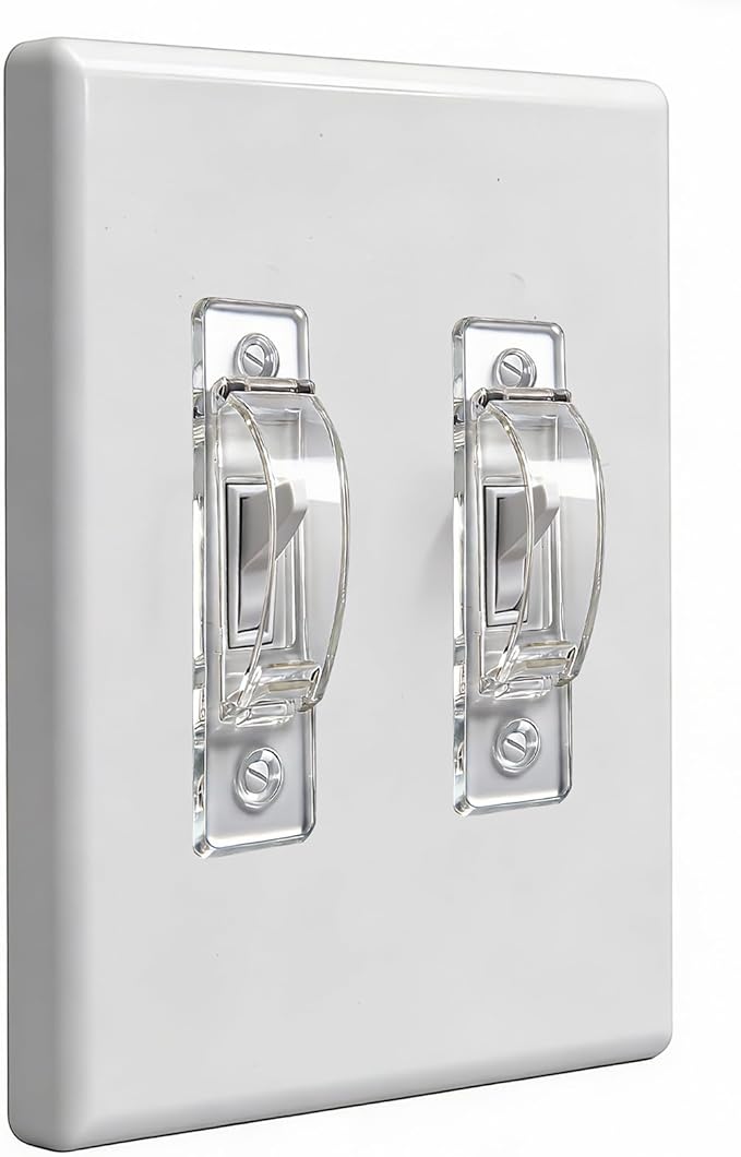 Wall Switch Guard 2-Pack Childproof Light Switch Covers Prevent Accidental Toggling for Kids and Home Safety Fits Standard North American Toggle Switches (Clear)