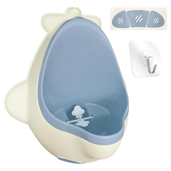 Potty Training Urinal for Boys Cute Plane with Funny Aiming Target - Blue