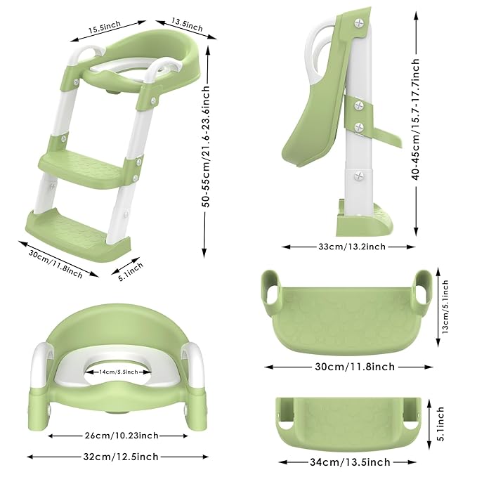 Potty Training Seat with Step Stool Ladder, Toddler Potty Training Toilet for Boys Kids, Potty Chair Adjustable Potty Seat for Toilet with Anti-Slip Wide Steps Splash Guard Safety Handles