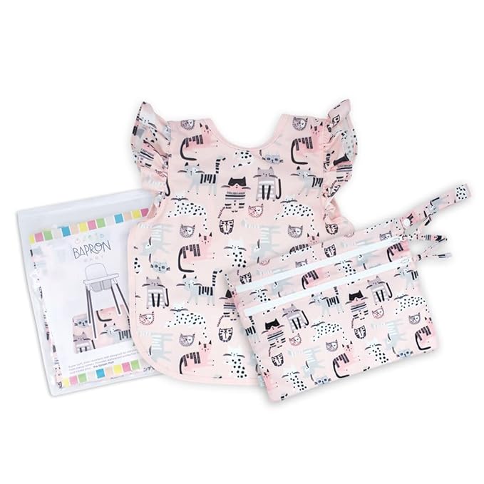 BapronBaby Kitty Wet Dry Bag - Waterproof Two Zipper Pockets - Reusable for Mealtime, Diapers, Stroller, Snacks, Swimsuits - Machine Washable - 11" x 9"