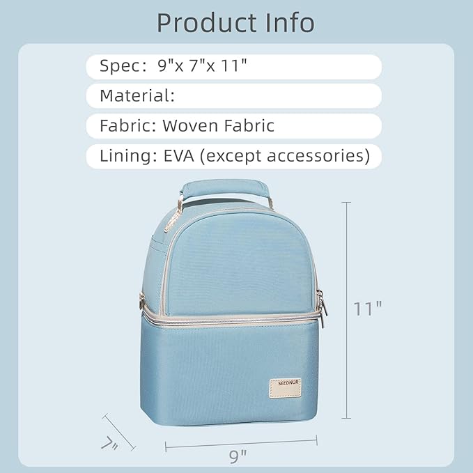 Breastmilk Cooler Bag with Ice Pack, Breast Milk Cooler Fits Up 10 Baby Bottle with Double Layer, Portable Breast Pump Cooler Travel Bag for Daycare and Nursing Moms