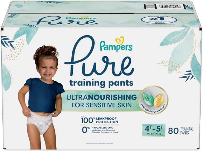 Pampers Pure Protection Training Underwear, Unisex, Size 4T5T, 80 Count, Premium, Hypoallergenic, Soft, Absorbent