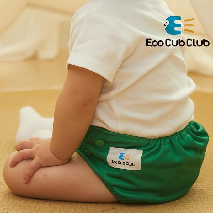 Reusable Washable Cloth Diapers 6pcs for Baby Shower,Leak-Proof Double Gussets Quick-Dry AWJ Lining,12 Soft Fleece Inserts & 2 Wet Bags,Packed in Durable Travel Handbag&Key Chain-B-08-A