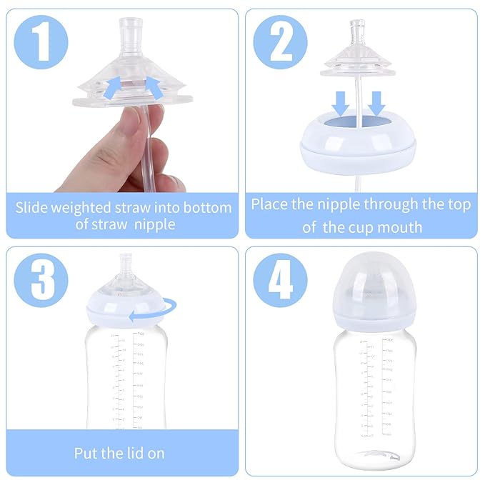 Baby Bottle Lid, Baby Bottles Straw Lid, Baby Bottles Straw Cup Compatible with Philips Avent Baby Bottle, Food-Grade Silicone Material, BPA-Free, Spill-Proof