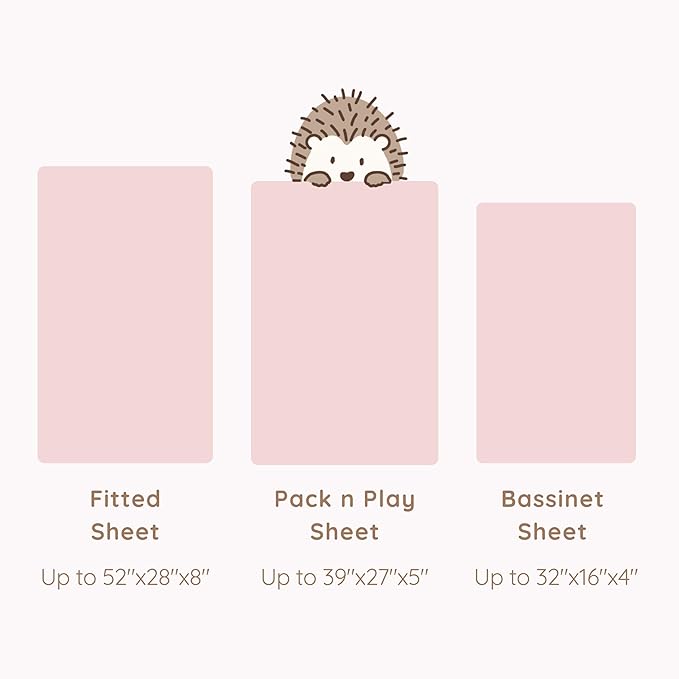 2 Pack Mini Crib Sheets - Jersey Cotton Pack and Play Sheets Fitted, 27" x 39", Fits Graco Pack n Play Mattress, Soft Playpen Sheets Pack n Play, Oeko-Tex, (Floral Pink Pack and Play Mattress Sheets)