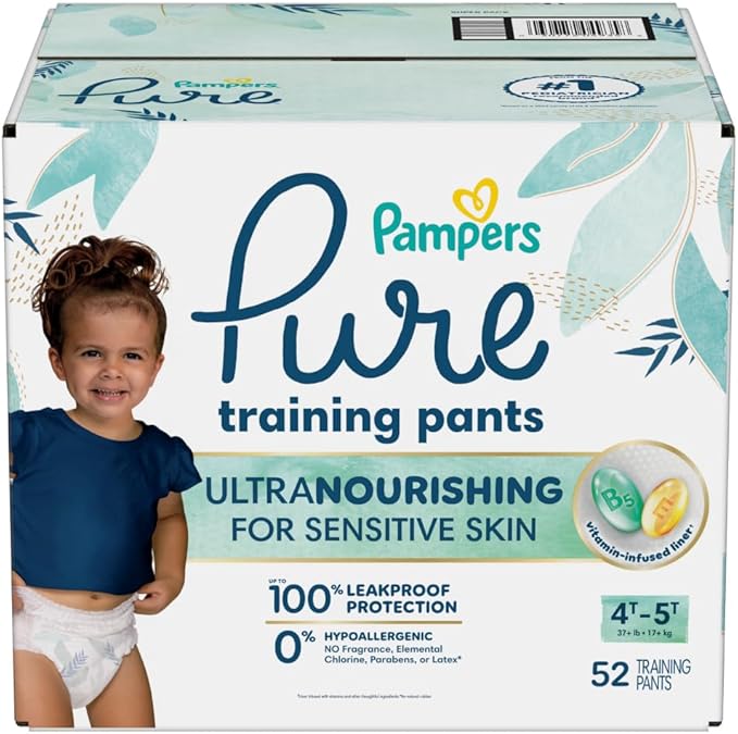 Pampers Pure Protection Training Underwear, Unisex, Size 4T5T, 52 Count, Premium, Hypoallergenic, Soft, Absorbent