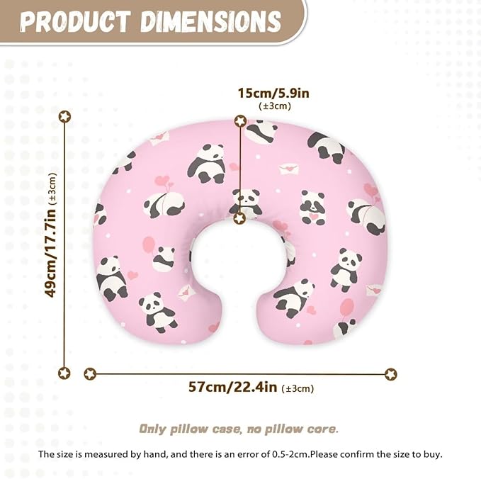 Panda 1 Nursing Pillow Cases for Newborn Support for Breastfeeding, Bottle Feeding & Bonding Feeding Pillow Cover Stretchy Comfortable Pillow Slipcover Cover Only
