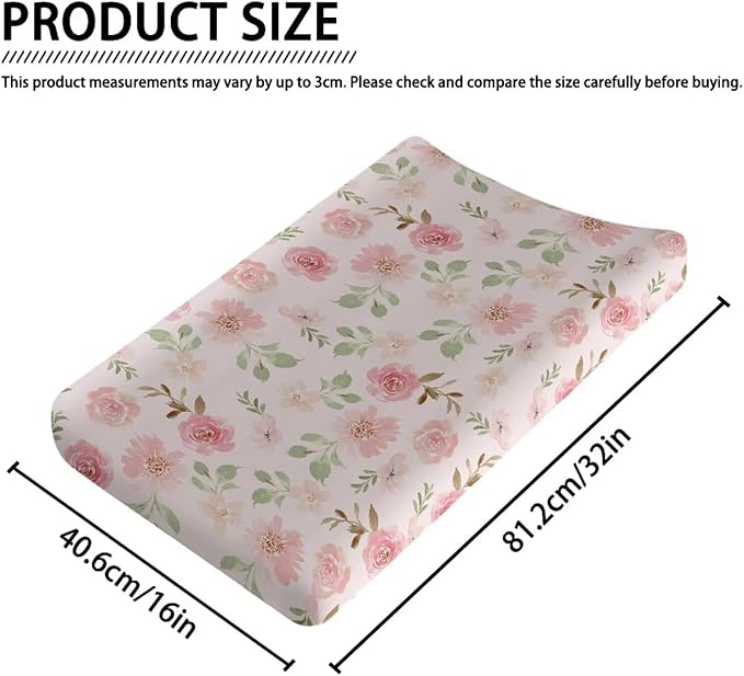 Rose Changing Table Cover Lightweight Table Sheets Breathable Changing Pad Cover Infant/Toddler Stretchy Waterproof Diaper Changing Cover