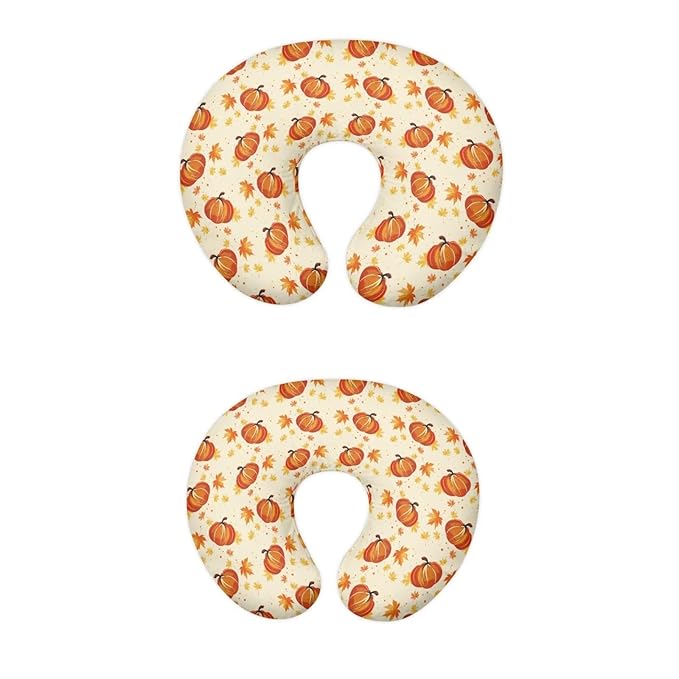 Fall Maple and Pumpkin Baby Nursing Pillow Cover Breastfeeding Nursing Pillow Slipcovers Super Soft Easy to Use and Dustptoof Thanksgiving Decoration