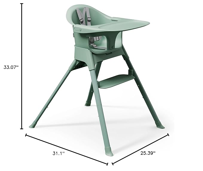 Mompush Olli 7-in-1 Convertible High Chair for Babies and Toddlers – Adjustable Height & Footrest, Dishwasher-Safe Tray, Compact Foldable Design for Easy Storage & Travel, Lightweight Yet Durable