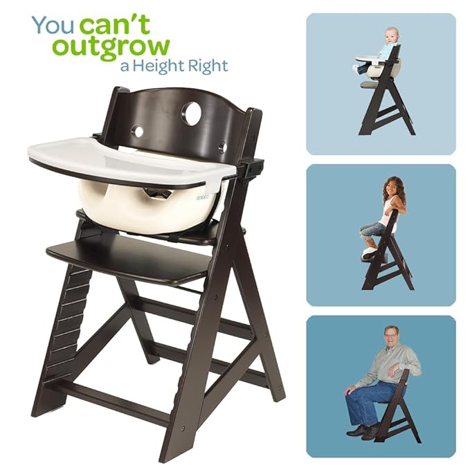 Keekaroo Height Right™ High Chair with Infant Insert & Tray, Espresso/Aqua (0051424KR-0001)