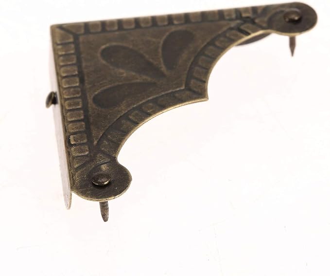 dophee Antique Bronze Box Corner Covers, Decorative Corner Protectors Guards Edge Guards for Jewelry Box Chest Table Desk Photo Frame Panal, 1.53"x1.53"x1.97"(12-Pack)