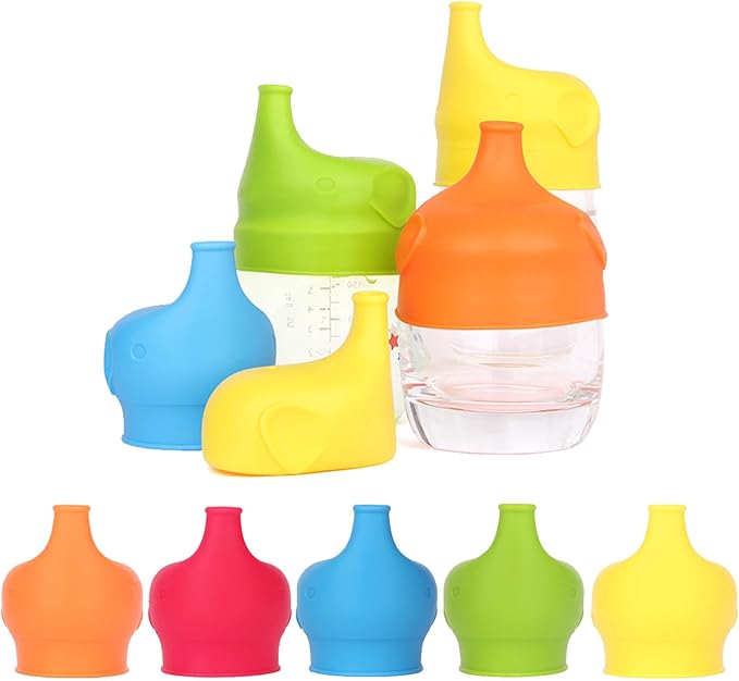 5 Pack Silicone Sippy Cup Lids, Soft Spout Sippy Cups, Reusable Silicone Lids for Cups