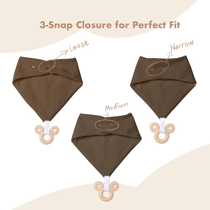 Baby Bandana Drool Bibs 6-pack - 100% Cotton Baby Bibs with Teether for Teething